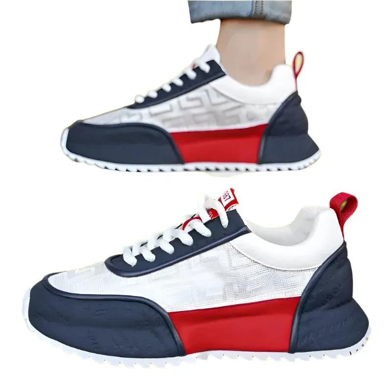 Men's Chunky Sneakers - Designer Board Shoes, Fashion Casual Microfiber Leather, Breathable Platform Shoes with Internal Lift
