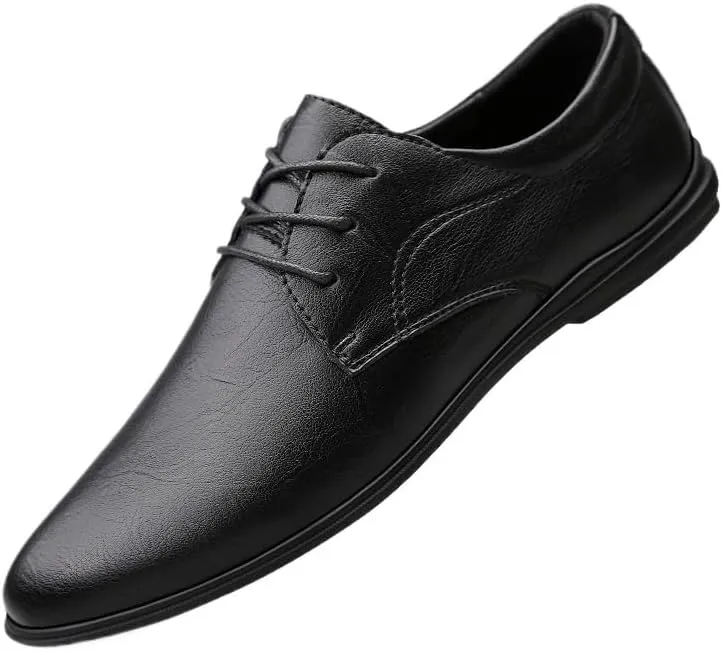 Men's Classic Lace Up Comfort Leather Shoes Modern Low Top Non Slip Office Oxfords