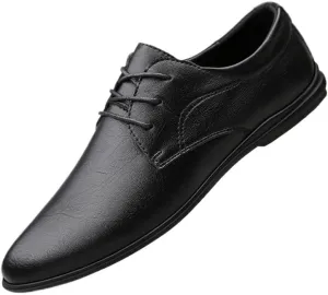 Men's Classic Lace Up Comfort Leather Shoes Modern Low Top Non Slip Office Oxfords