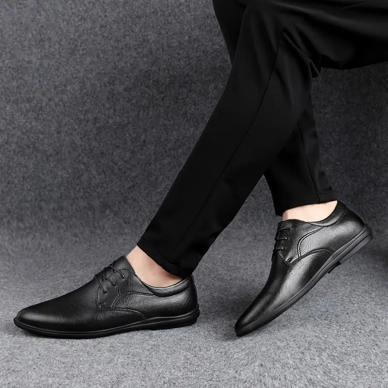 Men's Classic Lace Up Comfort Leather Shoes Modern Low Top Non Slip Office Oxfords