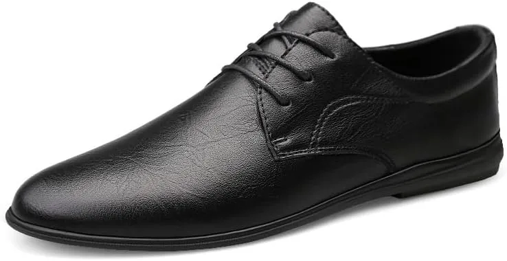 Men's Classic Lace Up Comfort Leather Shoes Modern Low Top Non Slip Office Oxfords