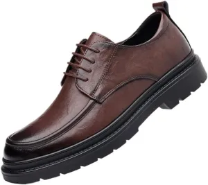 Men's Classic Oxford Dress Shoes - Genuine Leather Lace-Up Formal Footwear for Business Attire, Weddings & Office Events (Comfortable Cushioned Insole)
