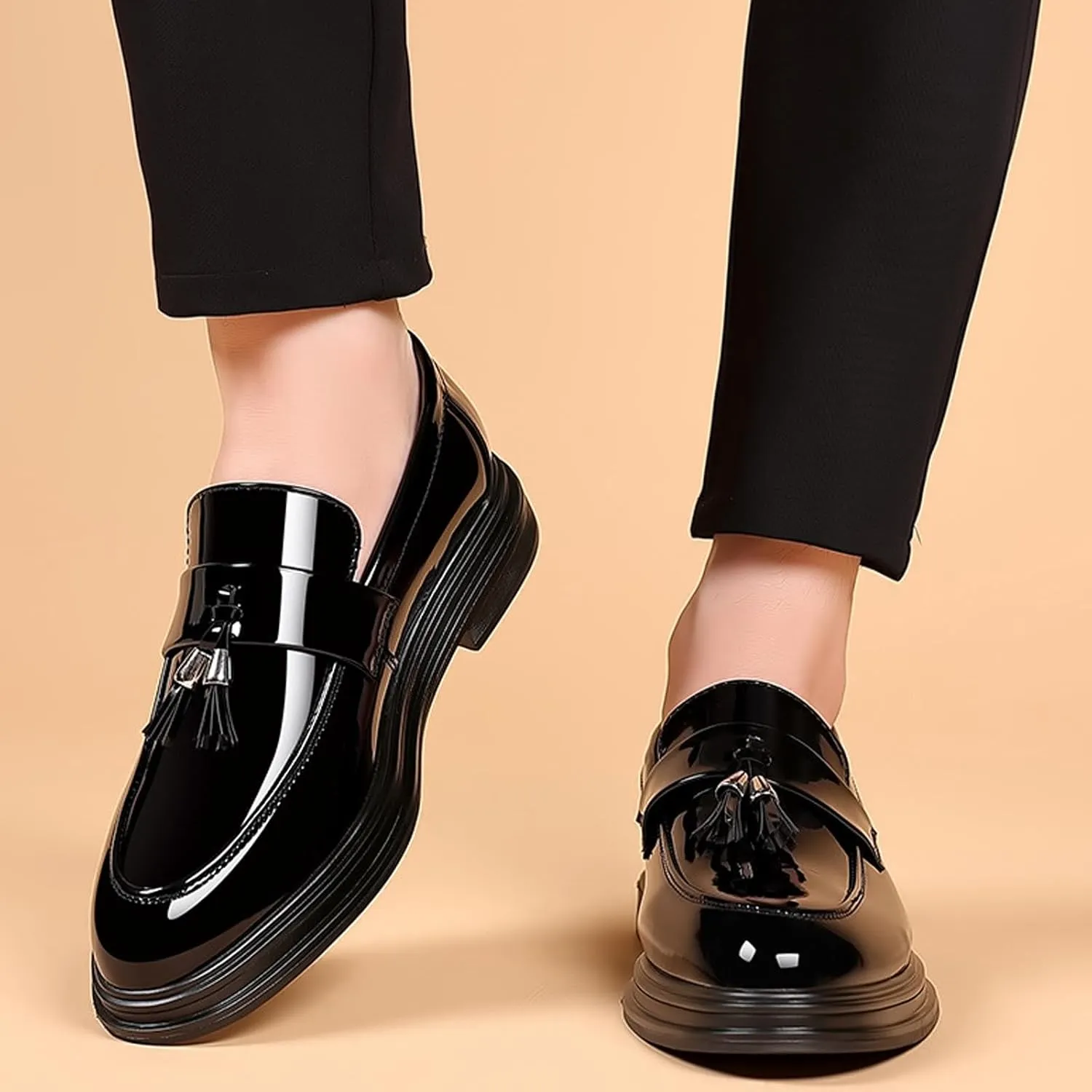 Mens Comfort Orthopedic Dress Shoes Men's Patent Leather Tuxedo Dress Shoe Modern Slip on Formal Oxford Prom Wedding Dress Footwear Sneakers
