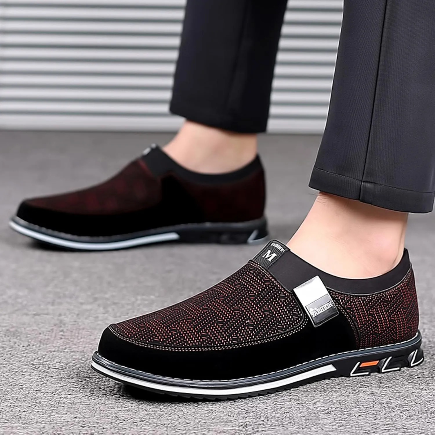 Mens Dark Brown Business Casual Shoes Men Leather Shoes Fashionable and Casual Style New Flat Bottomed Soft Sole Slip On Comfortable Slip On Large Size Men Dress Shoes Brown Loafers