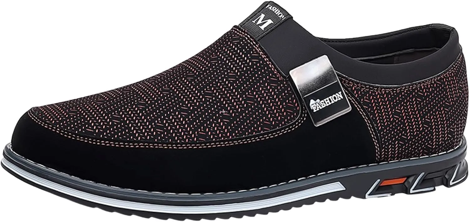 Mens Dark Brown Business Casual Shoes Men Leather Shoes Fashionable and Casual Style New Flat Bottomed Soft Sole Slip On Comfortable Slip On Large Size Men Dress Shoes Brown Loafers