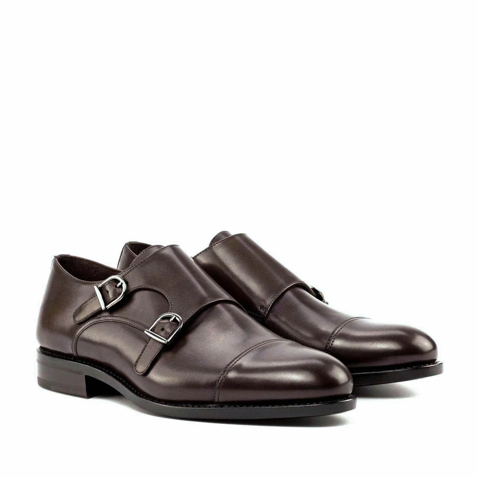 Men's Double Monk Leather Shoes Wide Plus Size 5984