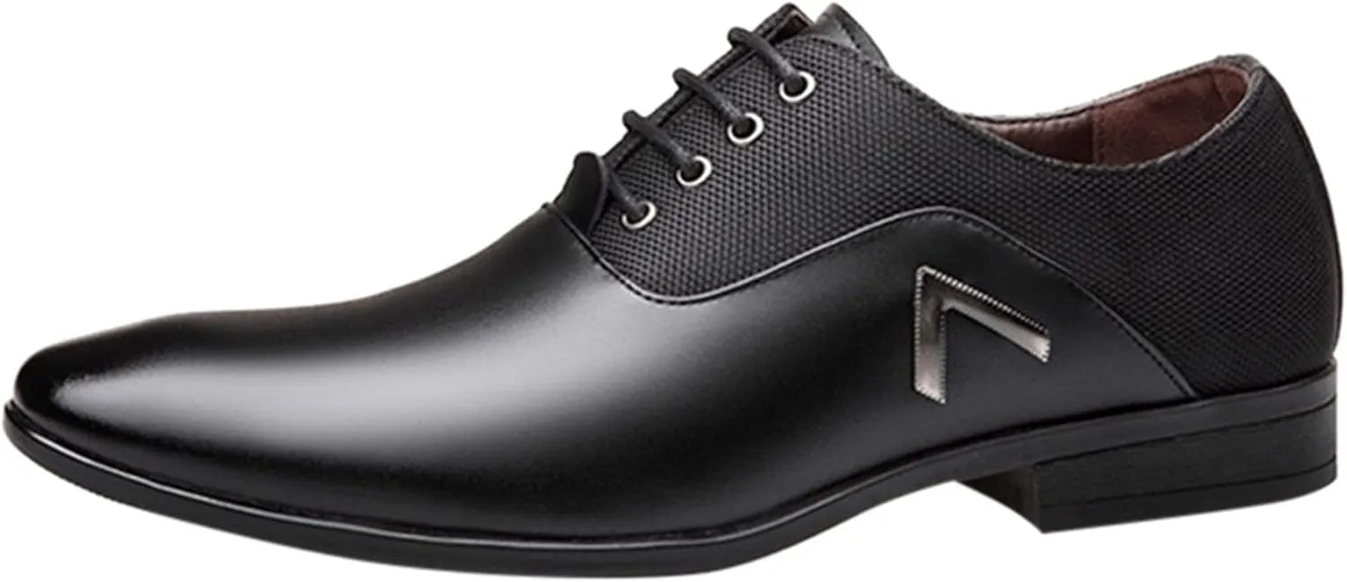 Mens Dress Shoes Fashion Lace-Up Pointed-Toe Formal Suit Shoes Classic Modern Business Wedding Oxford Shoes for Men