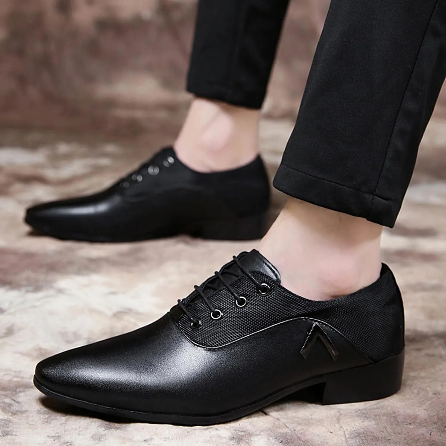 Mens Dress Shoes Fashion Lace-Up Pointed-Toe Formal Suit Shoes Classic Modern Business Wedding Oxford Shoes for Men