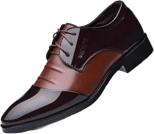 Men's Dress Shoes Formal Business Classic Patchwork Lace Up Wingtip Oxford Shoes for Evening Uniform Party Work Office