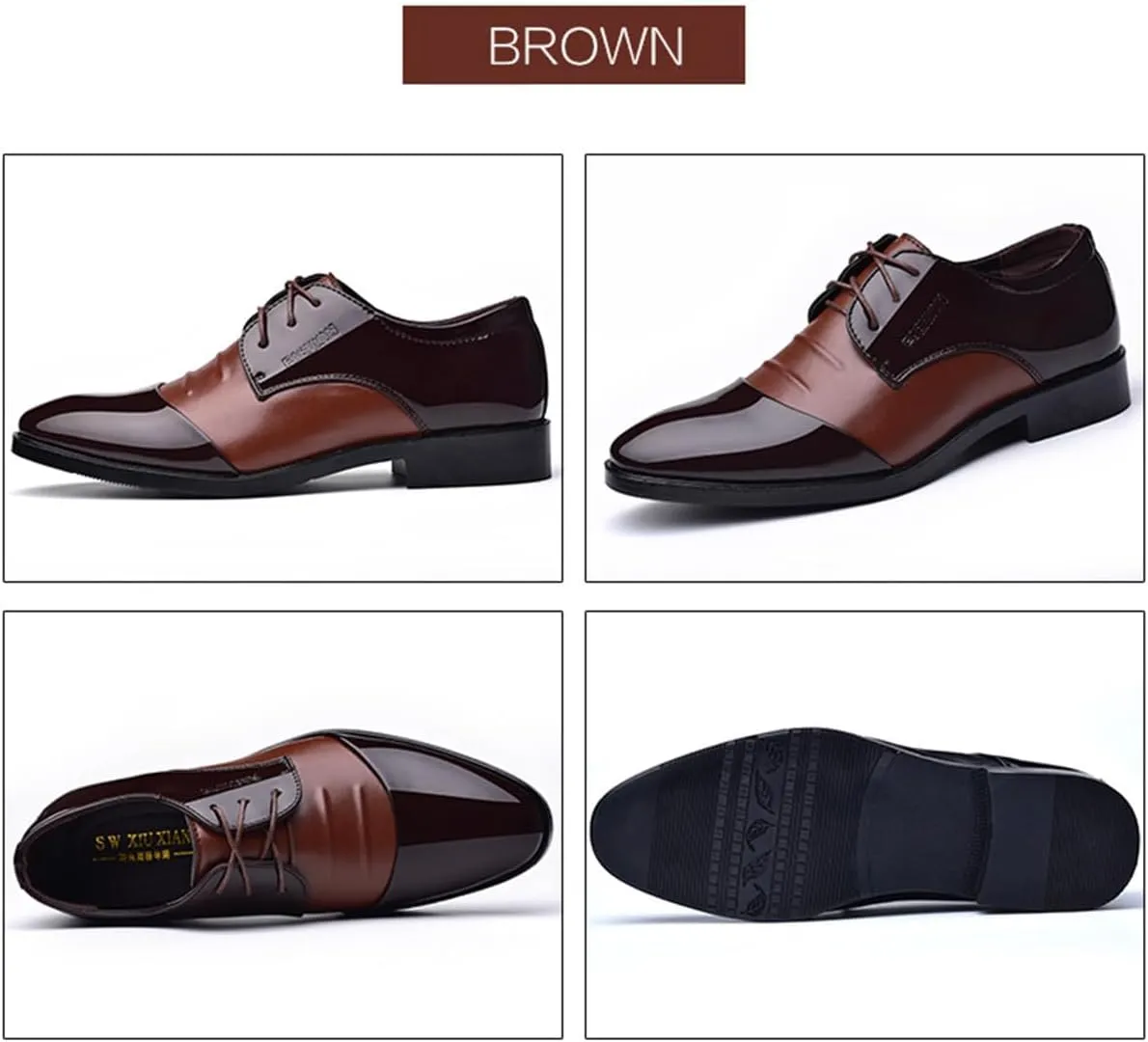 Men's Dress Shoes Formal Business Classic Patchwork Lace Up Wingtip Oxford Shoes for Evening Uniform Party Work Office