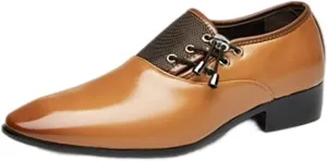 Men's Dress Shoes Lace Up Oxford Business Casual Men's Business Attire Casual Shoes British Pointed Solid Color Lace Up Leather Shoes Men's Dress Shoes Wide Width Comfortable Size 14