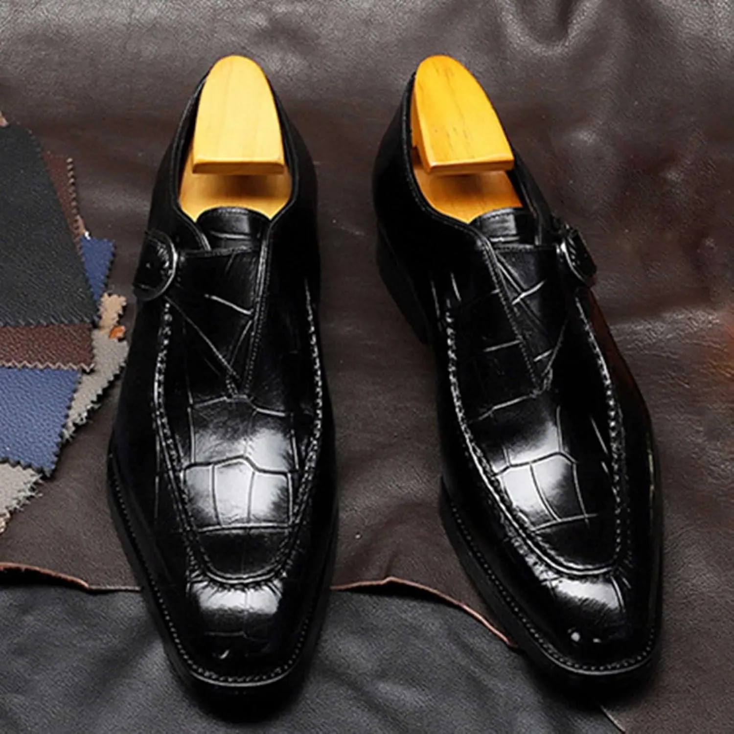 Men's Dress Shoes Loafers Leather Mens Shoes Fashion Classic Style British Retro Pointed Toe Buckle Business Casual Pointed Toe Shoes Mens Dress Shoes Comfortable Dress Business Shoes