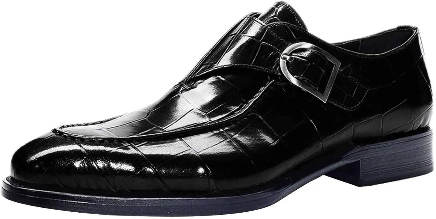 Men's Dress Shoes Loafers Leather Mens Shoes Fashion Classic Style British Retro Pointed Toe Buckle Business Casual Pointed Toe Shoes Mens Dress Shoes Comfortable Dress Business Shoes