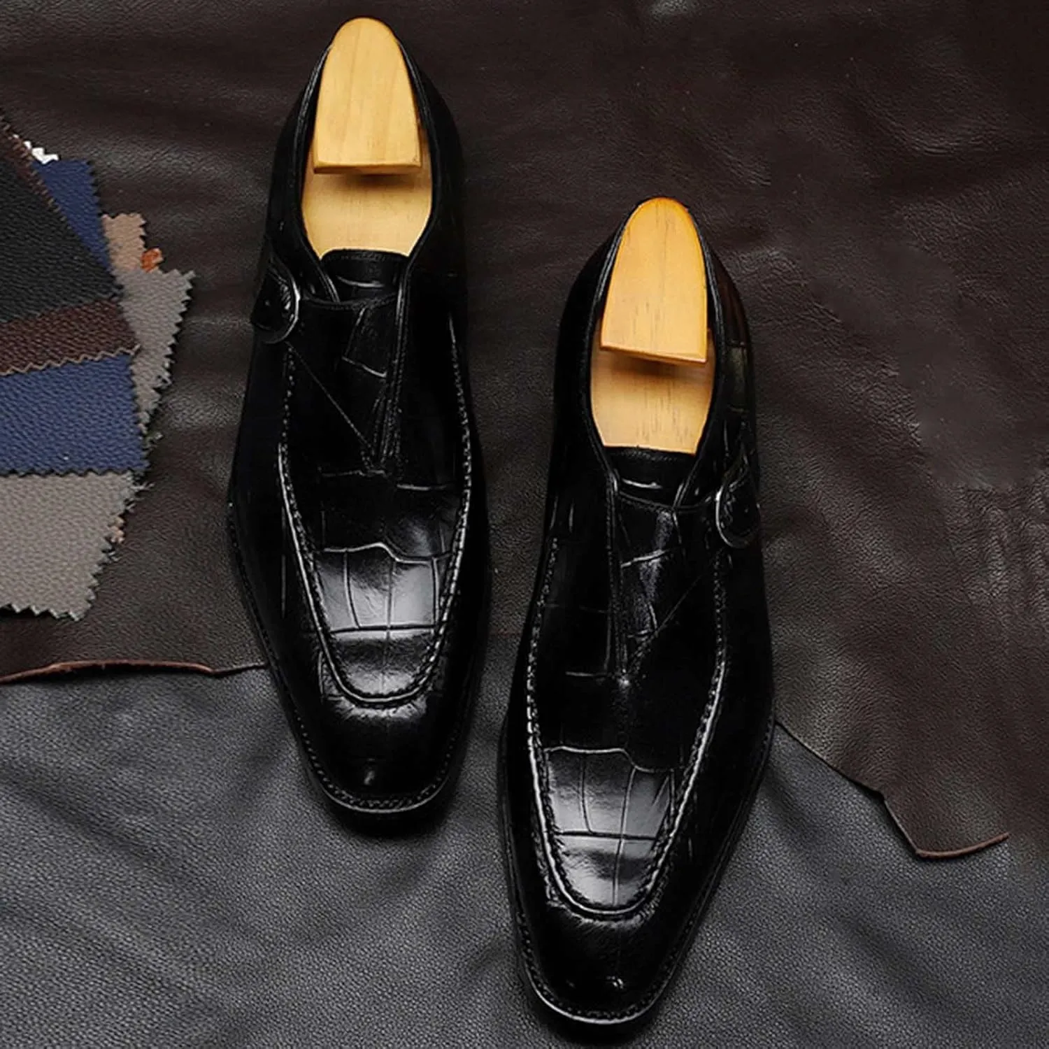 Men's Dress Shoes Loafers Leather Mens Shoes Fashion Classic Style British Retro Pointed Toe Buckle Business Casual Pointed Toe Shoes Mens Dress Shoes Comfortable Dress Business Shoes