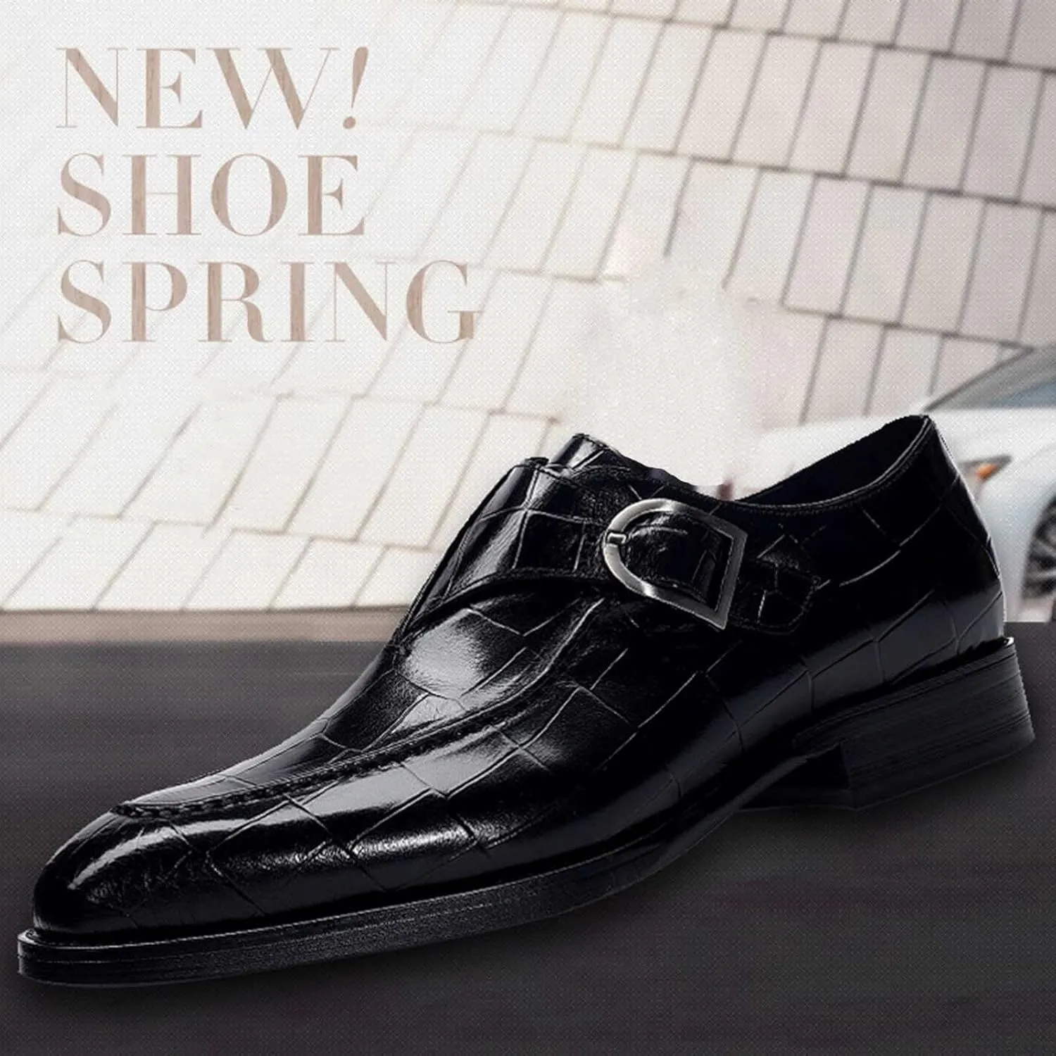 Men's Dress Shoes Loafers Leather Mens Shoes Fashion Classic Style British Retro Pointed Toe Buckle Business Casual Pointed Toe Shoes Mens Dress Shoes Comfortable Dress Business Shoes