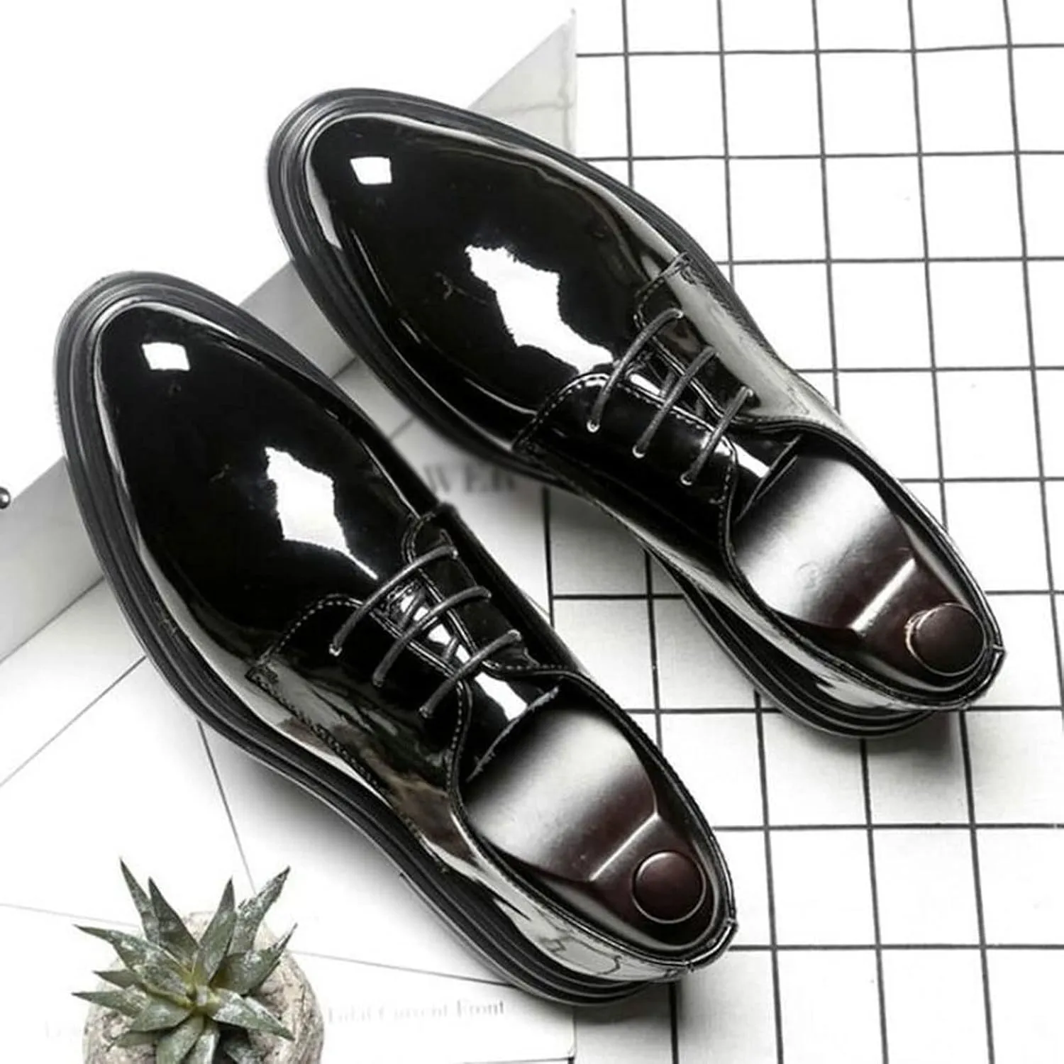 Mens Dress Shoes Men's Oxford Shoes Men's Dress Shoes Patent Leather Men's Shoes lace up Business Dresses(Patent Leather Black,13)