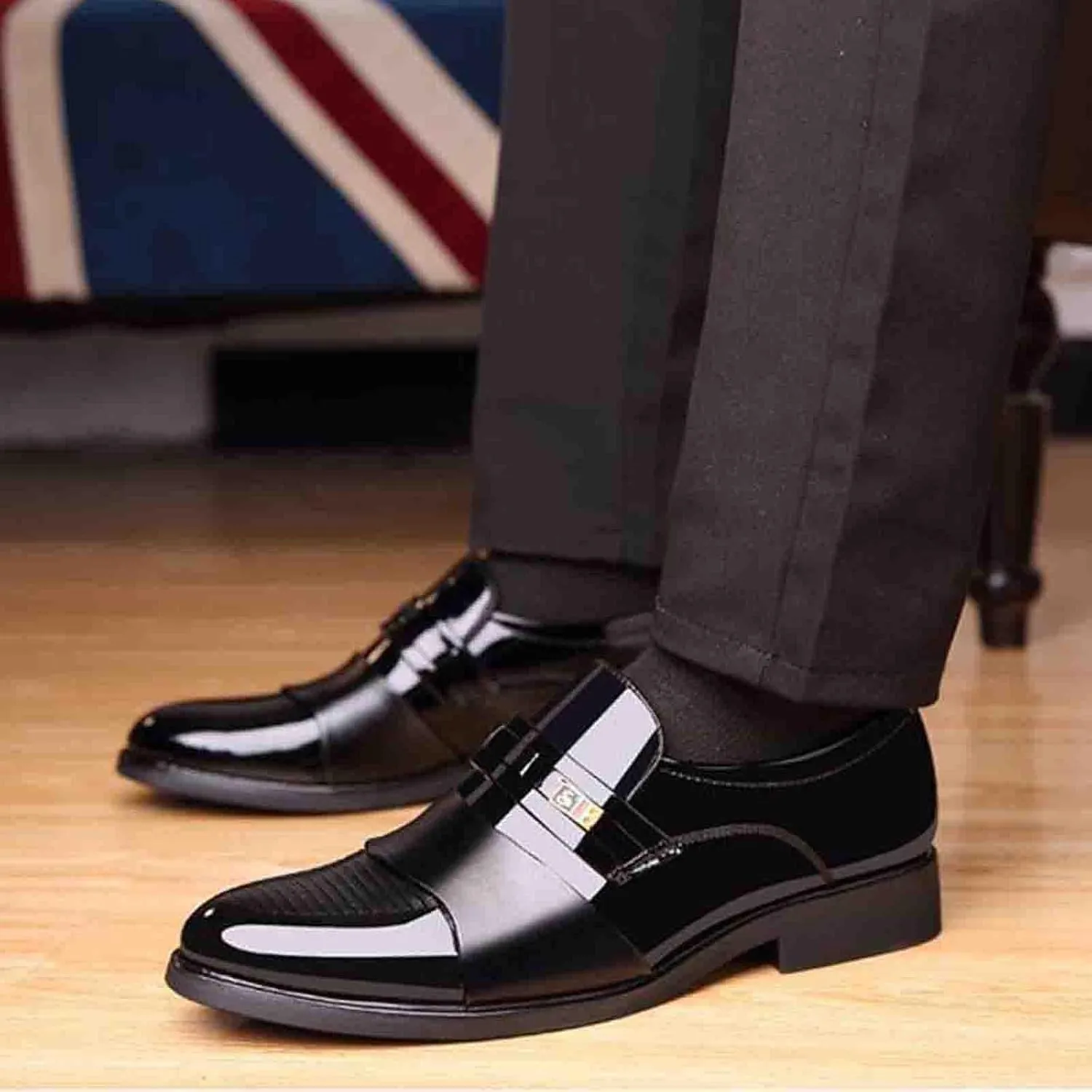 Men's Dress Shoes Wide Width 4e Men's Shoes Business Casual Cowhide Shoes Fashion Formal Shoes for Men without Lace