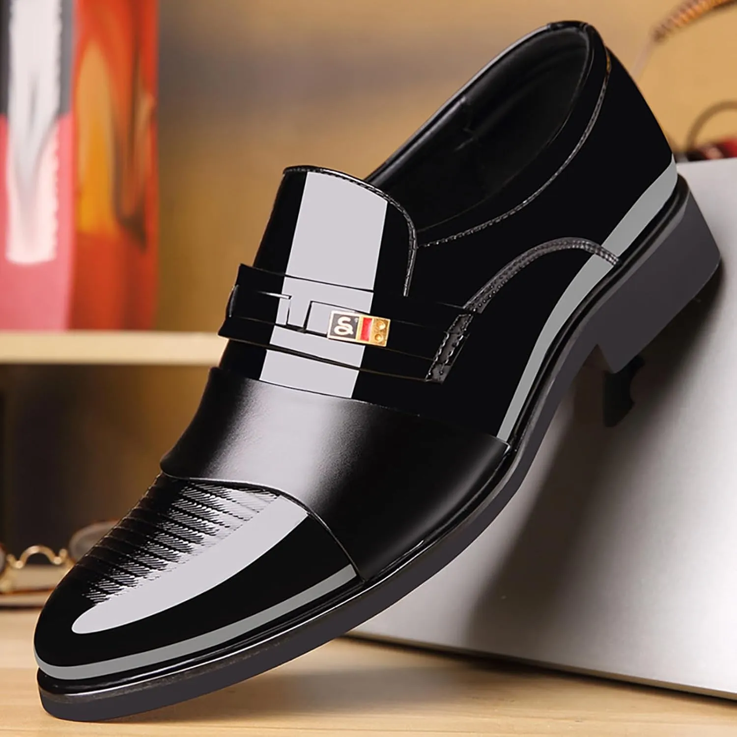 Men's Dress Shoes Wide Width 4e Men's Shoes Business Casual Cowhide Shoes Fashion Formal Shoes for Men without Lace
