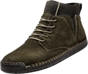 Mens Dress Sneakers Vintage Lace-up Mid Loafers Fashion Boot Motorcycle Walking Boots Casual Ankle Shoes