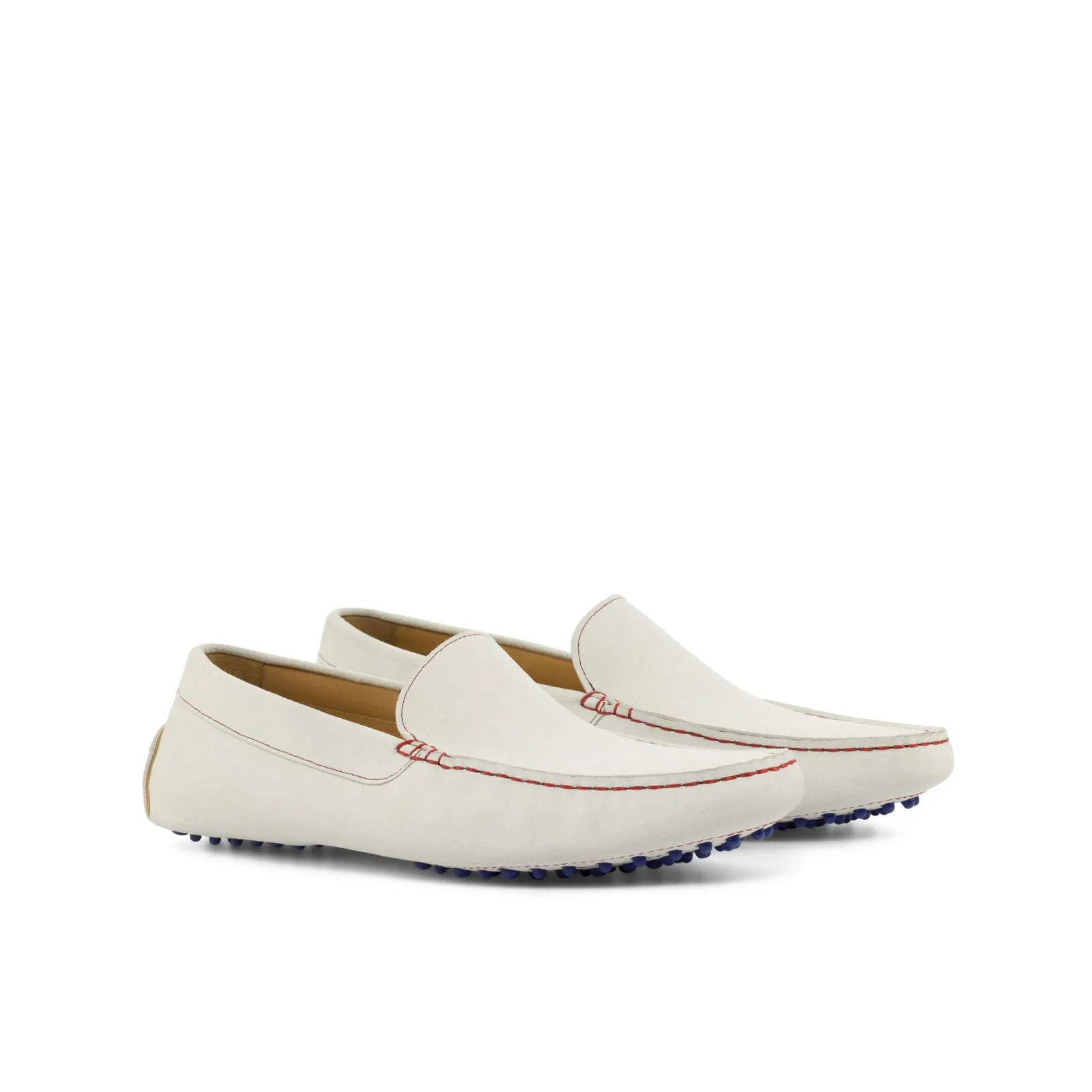 Men's Driver (Driving) Leather Shoes Plus Size White 4688