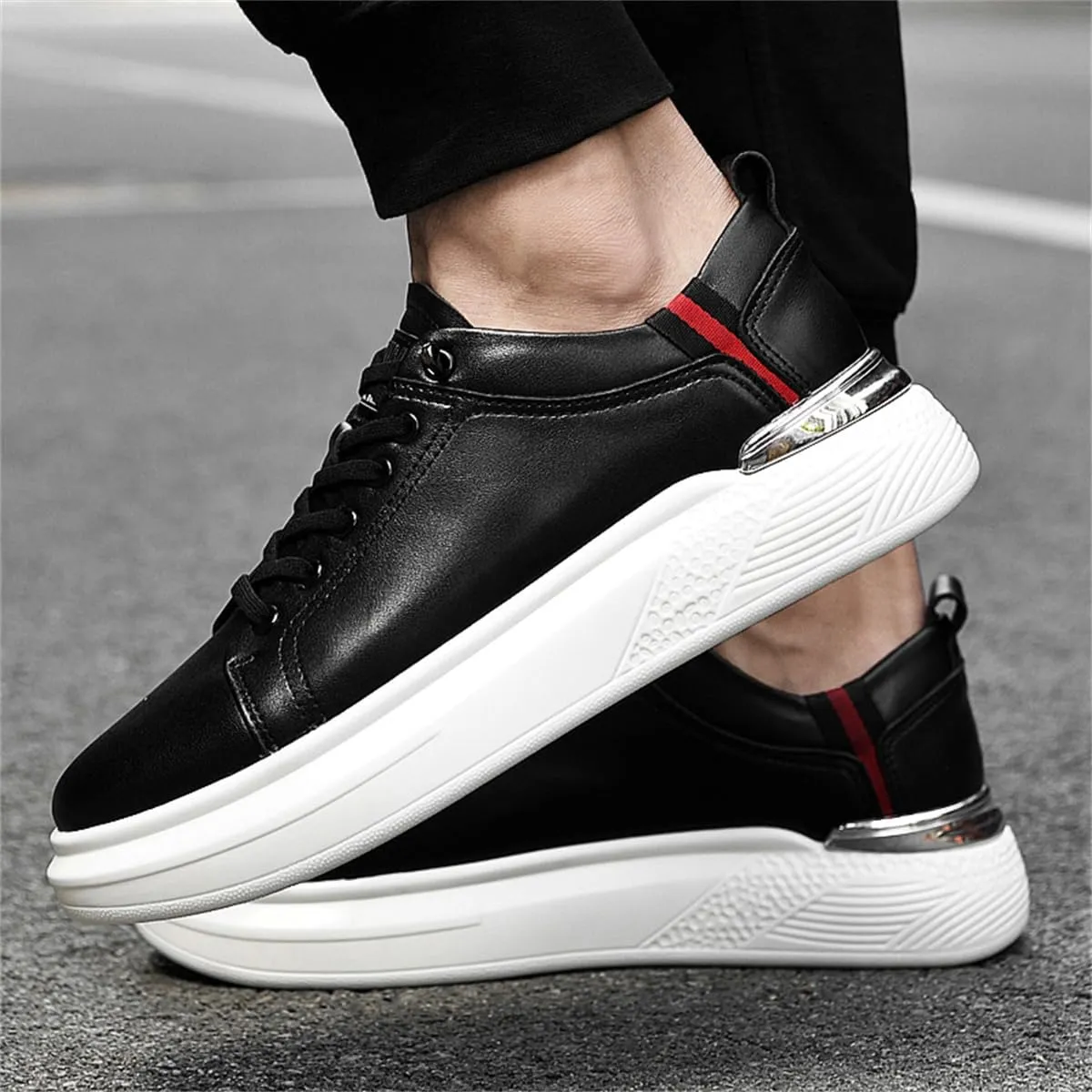 Men's Elevator Loafers Slip on Invisible Height Increasing Casual Shoes Anti-Skid Leather Walking Driving Shoes