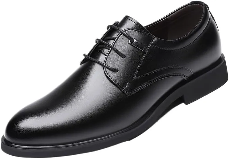 Mens Fashion Lace Up Working Leather Shoes Black Low Top Anti-Slip Business Office Oxfords