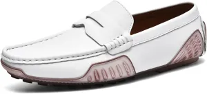 Mens Genuine Leather Soft Casual Shoes Handmade Slip on Loafers Comfortable Walking Driving Shoes