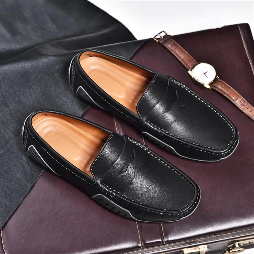 Mens Genuine Leather Soft Casual Shoes Handmade Slip on Loafers Comfortable Walking Driving Shoes