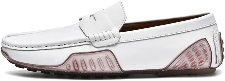 Mens Genuine Leather Soft Casual Shoes Handmade Slip on Loafers Comfortable Walking Driving Shoes