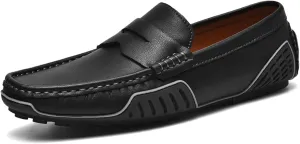 Mens Genuine Leather Soft Casual Shoes Handmade Slip on Loafers Comfortable Walking Driving Shoes