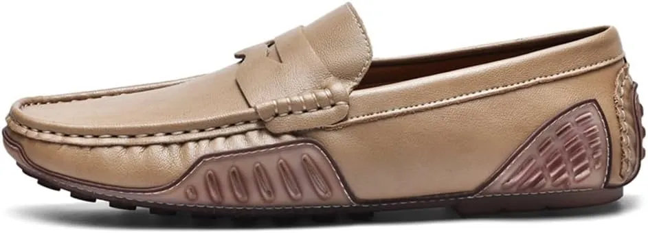 Mens Genuine Leather Soft Casual Shoes Handmade Slip on Loafers Comfortable Walking Driving Shoes