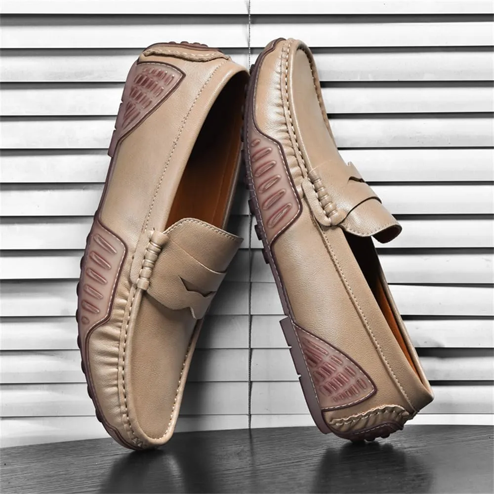 Mens Genuine Leather Soft Casual Shoes Handmade Slip on Loafers Comfortable Walking Driving Shoes