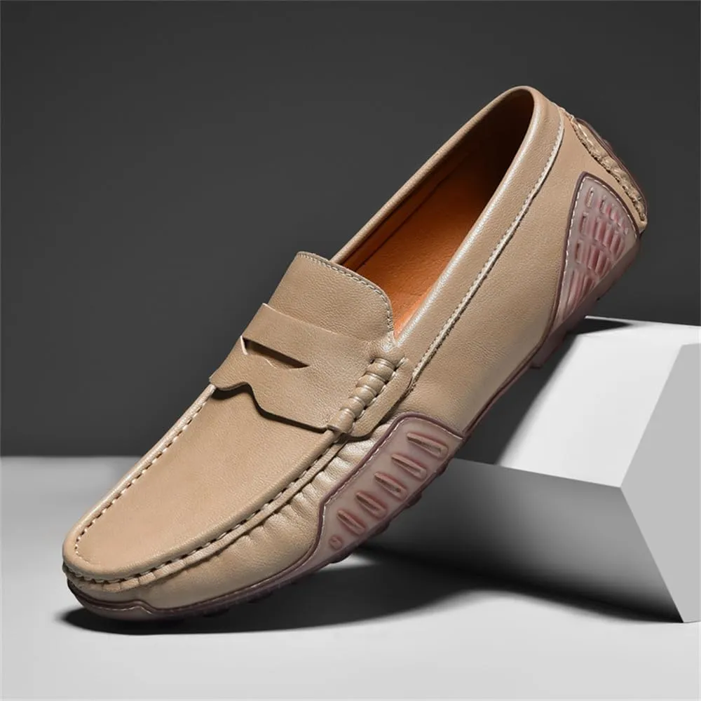 Mens Genuine Leather Soft Casual Shoes Handmade Slip on Loafers Comfortable Walking Driving Shoes