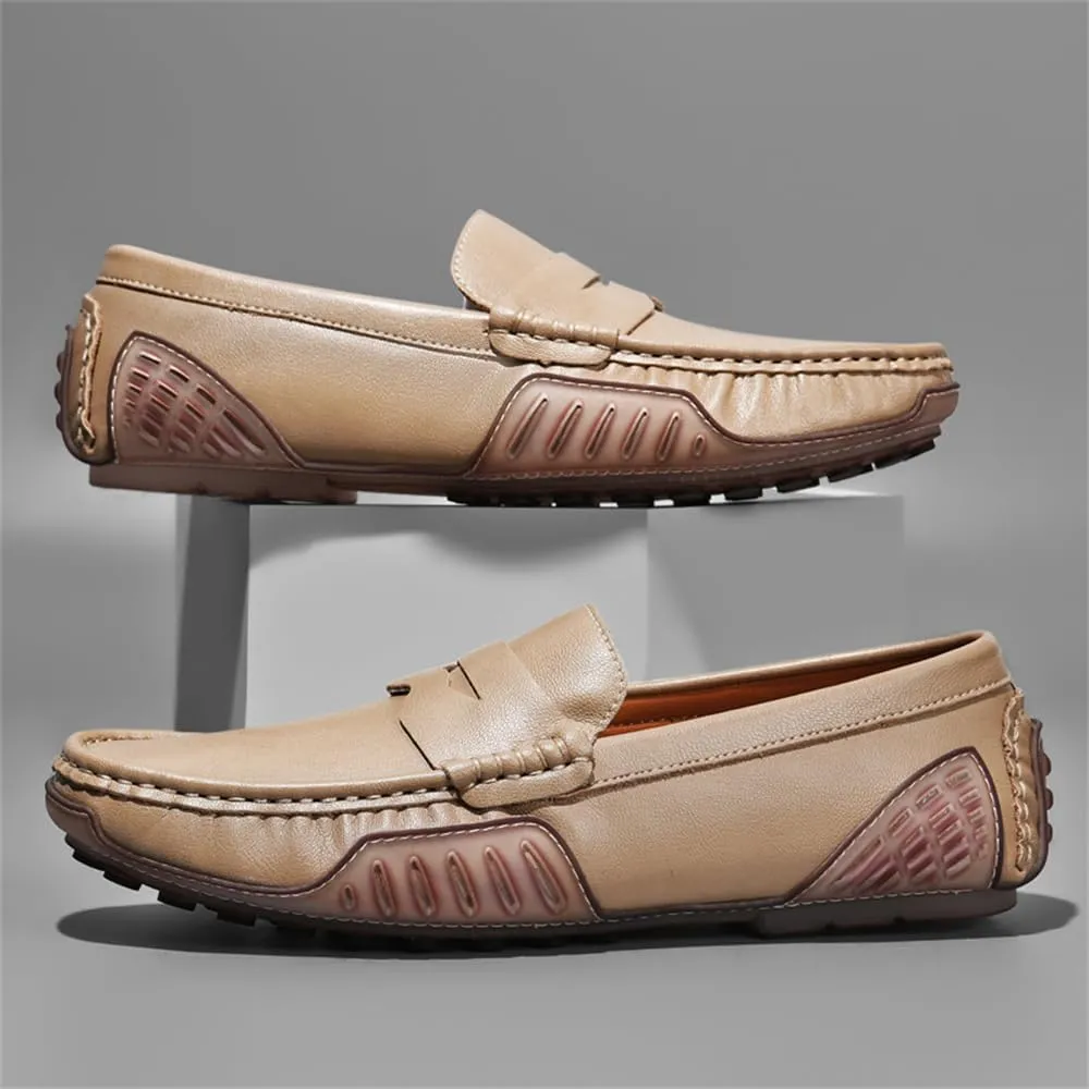 Mens Genuine Leather Soft Casual Shoes Handmade Slip on Loafers Comfortable Walking Driving Shoes