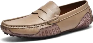 Mens Genuine Leather Soft Casual Shoes Handmade Slip on Loafers Comfortable Walking Driving Shoes