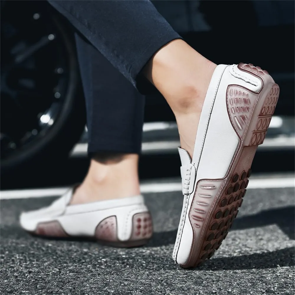 Mens Genuine Leather Soft Casual Shoes Handmade Slip on Loafers Comfortable Walking Driving Shoes