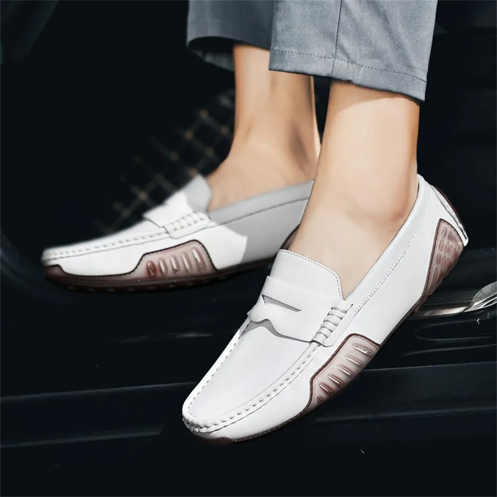 Mens Genuine Leather Soft Casual Shoes Handmade Slip on Loafers Comfortable Walking Driving Shoes