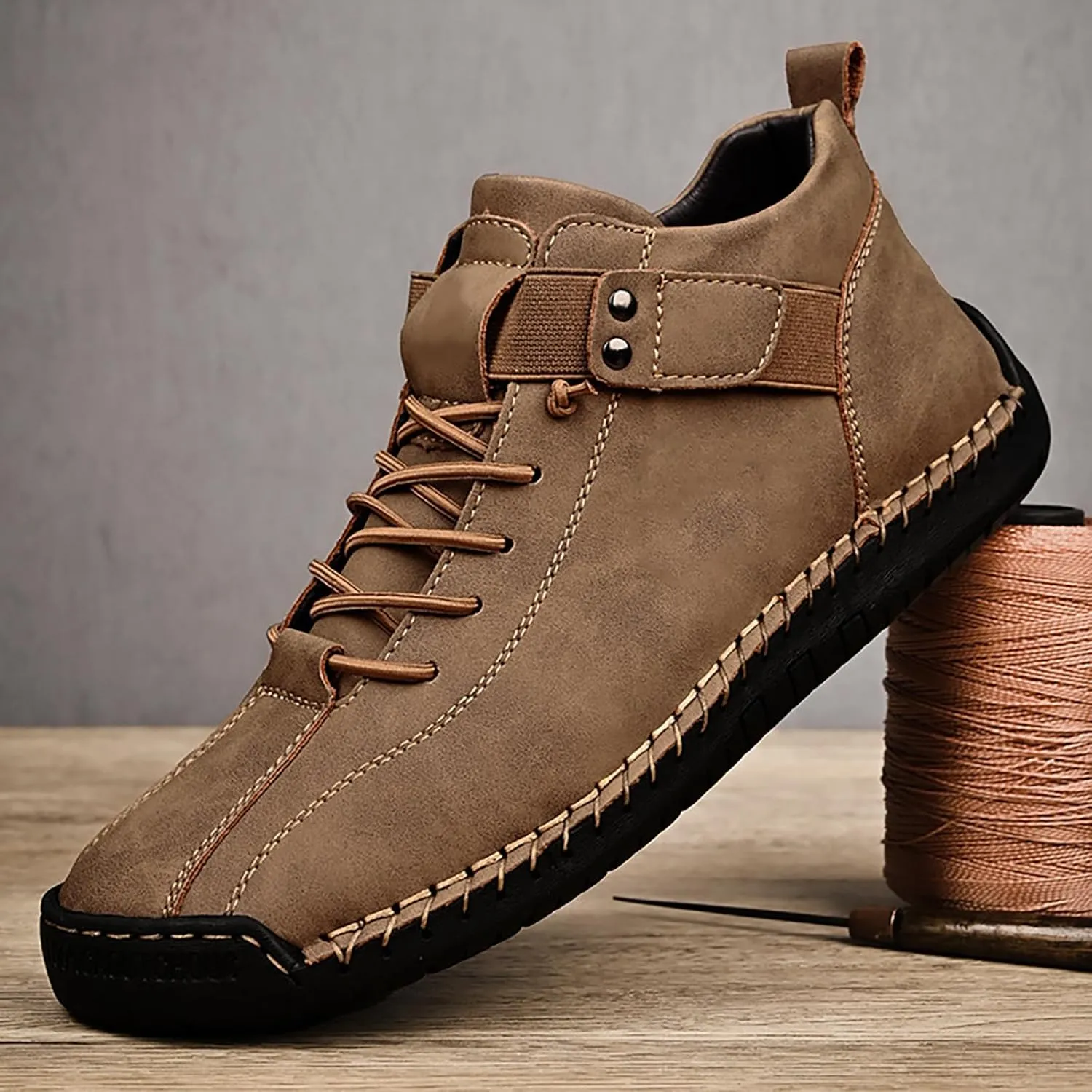 Mens High Top Sneakers Solid Color Lace-up Casual Breathable Soft Walking Running Shoes Comfortable Tennis Shoes Flat Bottom Non Slip Summer Spring Mens Shoe