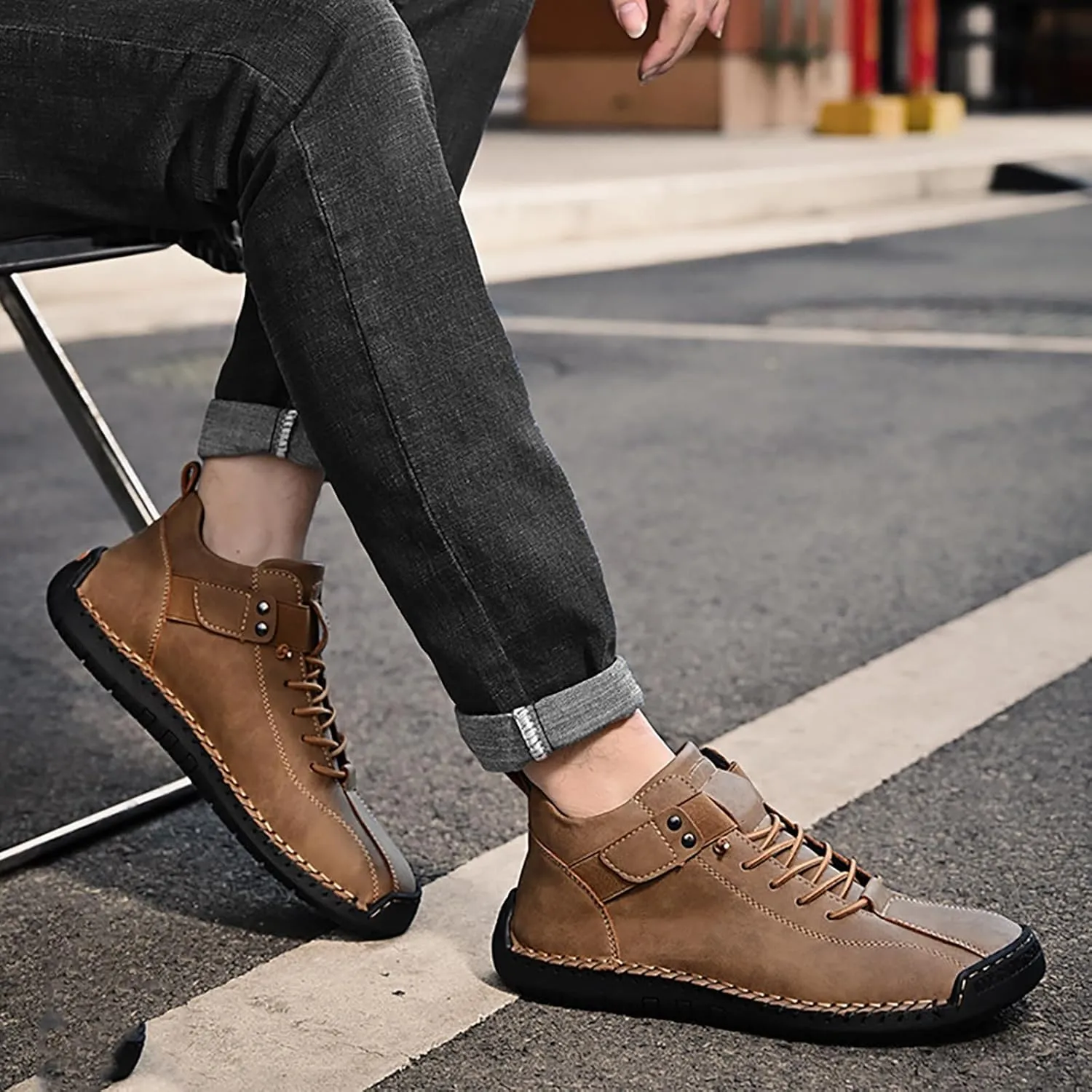 Mens High Top Sneakers Solid Color Lace-up Casual Breathable Soft Walking Running Shoes Comfortable Tennis Shoes Flat Bottom Non Slip Summer Spring Mens Shoe