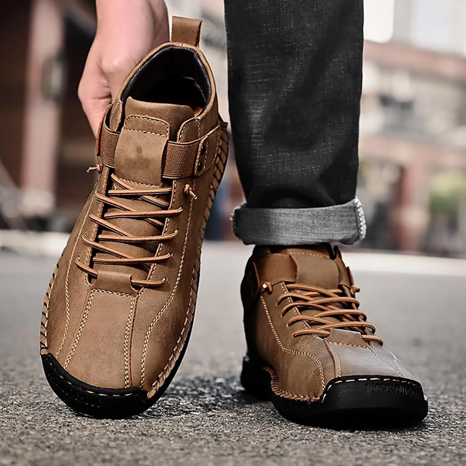 Mens High Top Sneakers Solid Color Lace-up Casual Breathable Soft Walking Running Shoes Comfortable Tennis Shoes Flat Bottom Non Slip Summer Spring Mens Shoe
