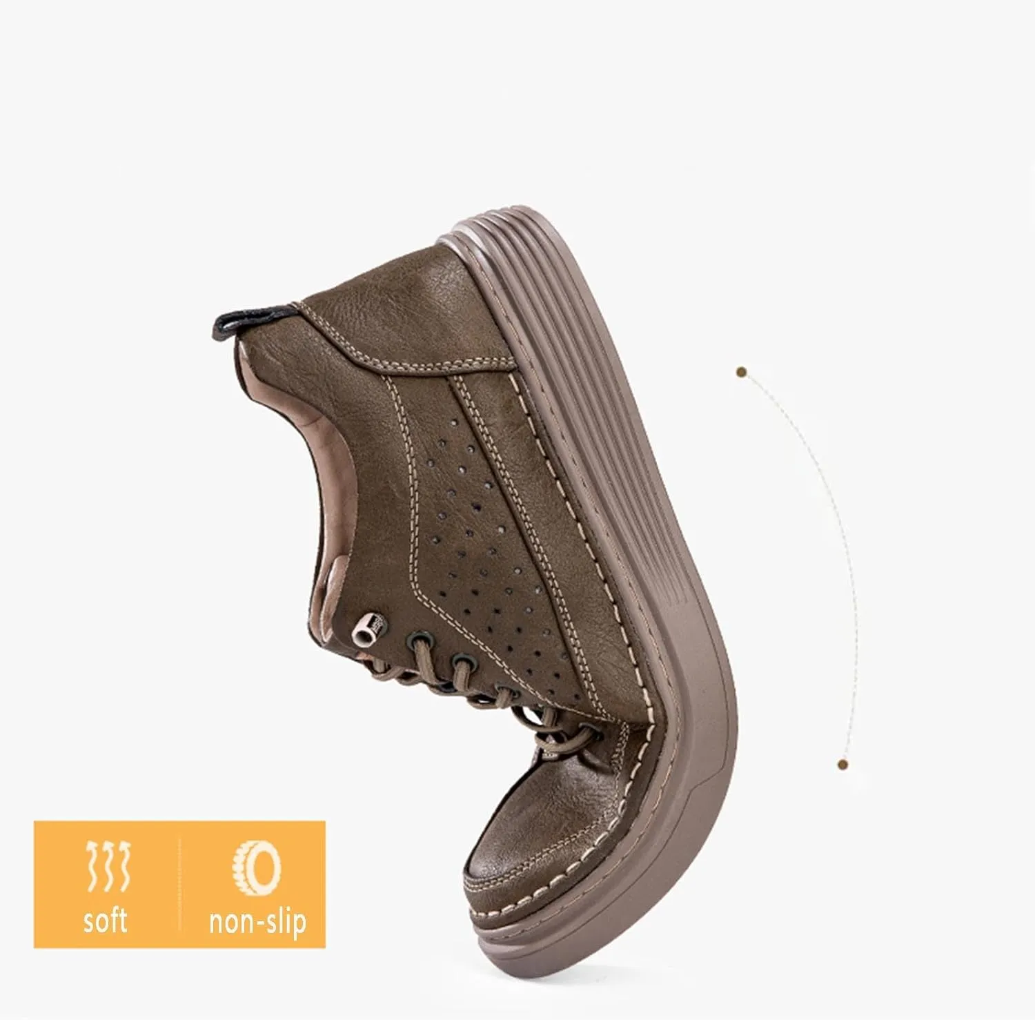 Men's Invisible Height Increasing Shoes Elevator Sneakers Breathable Lace Up Oxford Shoes Hidden Heel Lifting Shoes 2" Taller