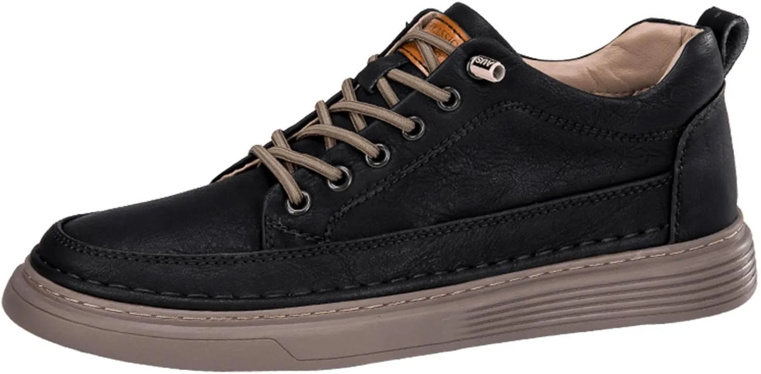 Men's Invisible Height Increasing Shoes Elevator Sneakers Breathable Lace Up Oxford Shoes Hidden Heel Lifting Shoes 2" Taller