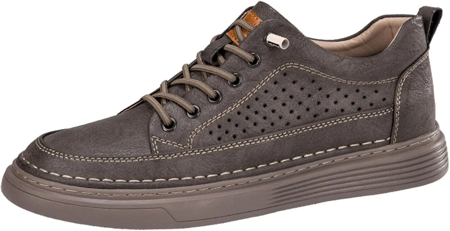 Men's Invisible Height Increasing Shoes Elevator Sneakers Breathable Lace Up Oxford Shoes Hidden Heel Lifting Shoes 2" Taller