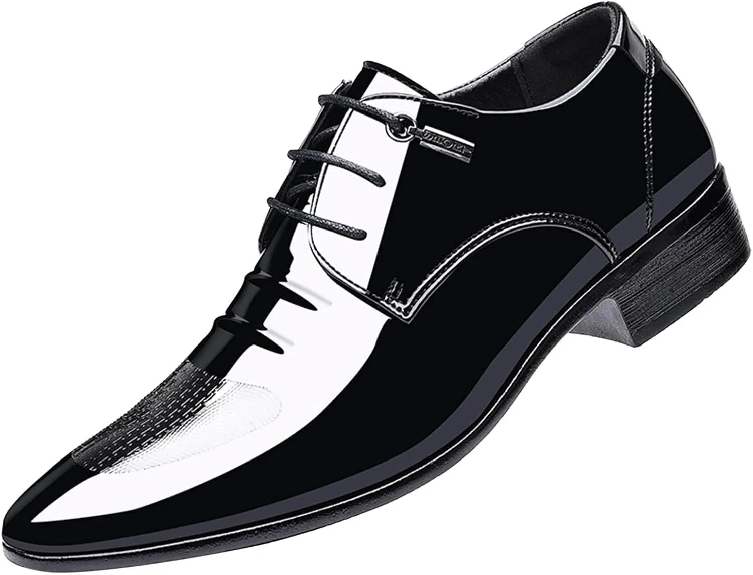 Mens Lace Up Dress Shoes Low Heel Patent Leather Shoes for Men Arch Support Business Formal Shoe Non Slip Waterproof Daily Office Footwear Mens Comfortable Dating Suit Shoe