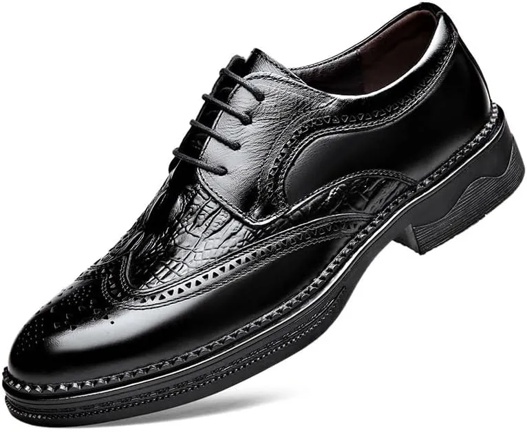Men's Lace-up Dress Shoes Men Casual Wedding Faux Patent Leather Derby Shoes Comfortable Oxfords Shoes for Men(9)