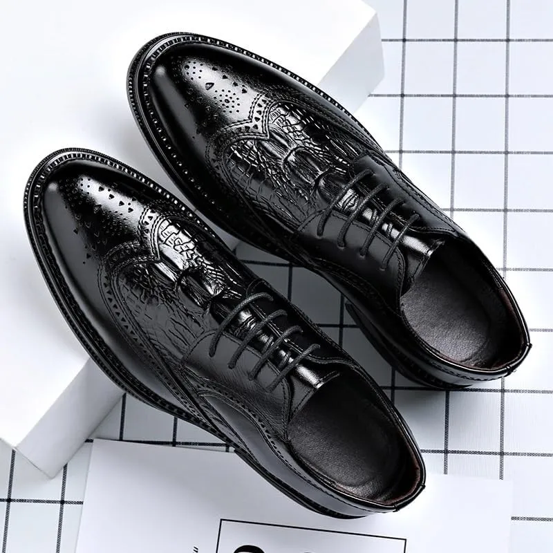 Men's Lace-up Dress Shoes Men Casual Wedding Faux Patent Leather Derby Shoes Comfortable Oxfords Shoes for Men(9)