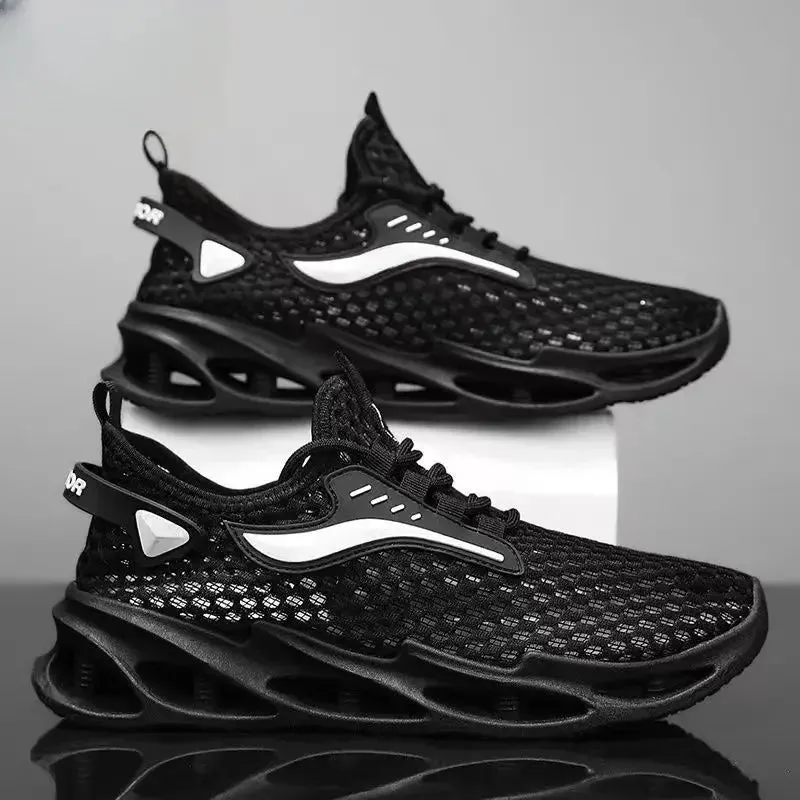 Men's Lace-up Mesh Sport Sneakers, Lightweight Running Walking Shoes