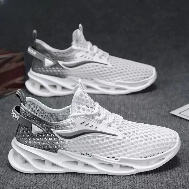 Men's Lace-up Mesh Sport Sneakers, Lightweight Running Walking Shoes