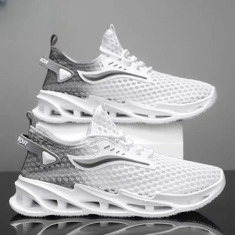 Men's Lace-up Mesh Sport Sneakers, Lightweight Running Walking Shoes