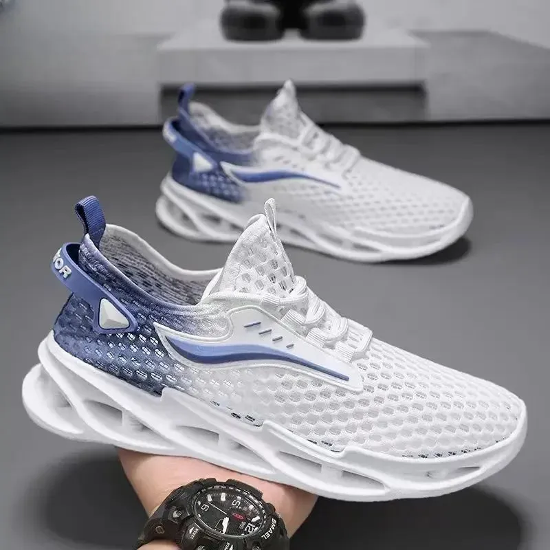 Men's Lace-up Mesh Sport Sneakers, Lightweight Running Walking Shoes